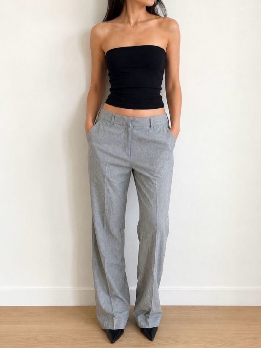 Nordstrom Women grey tailored mid-rise trousers Size 6